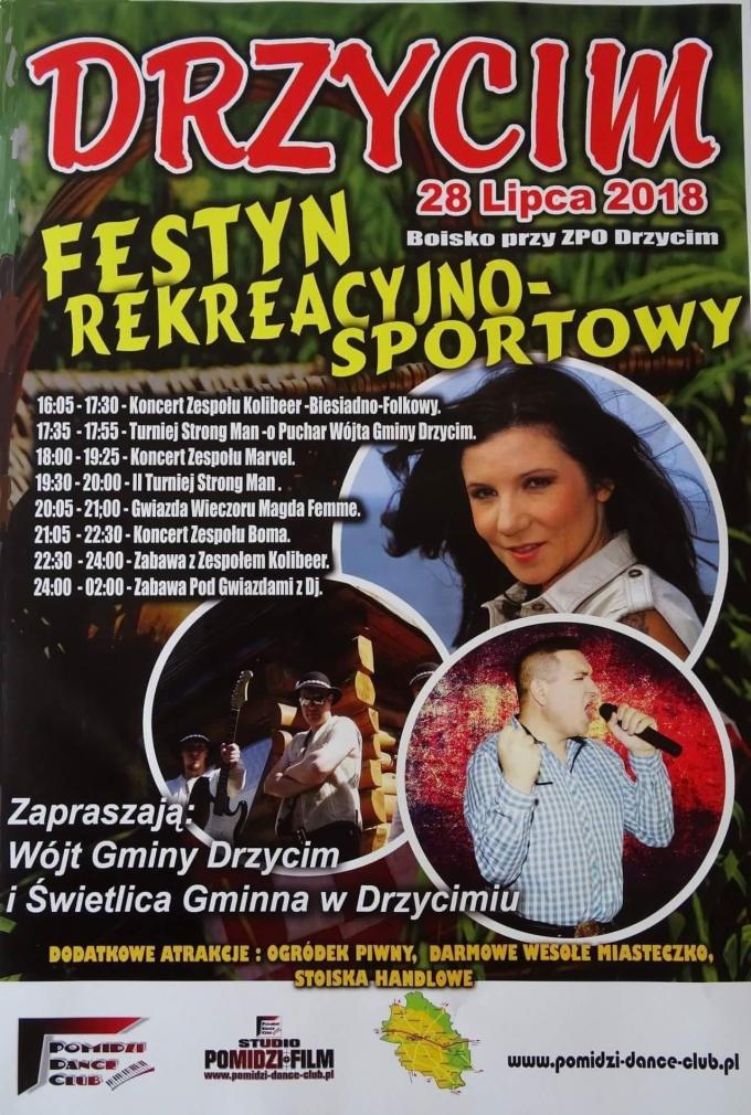 Festyn rekreacyjno-sportowy w Drzycimiu z Magdą