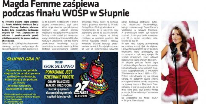 Finał WOŚP w Słupnie z Magdą